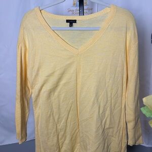 Talbots Butter Yellow V-Neck Lightweight Sweater